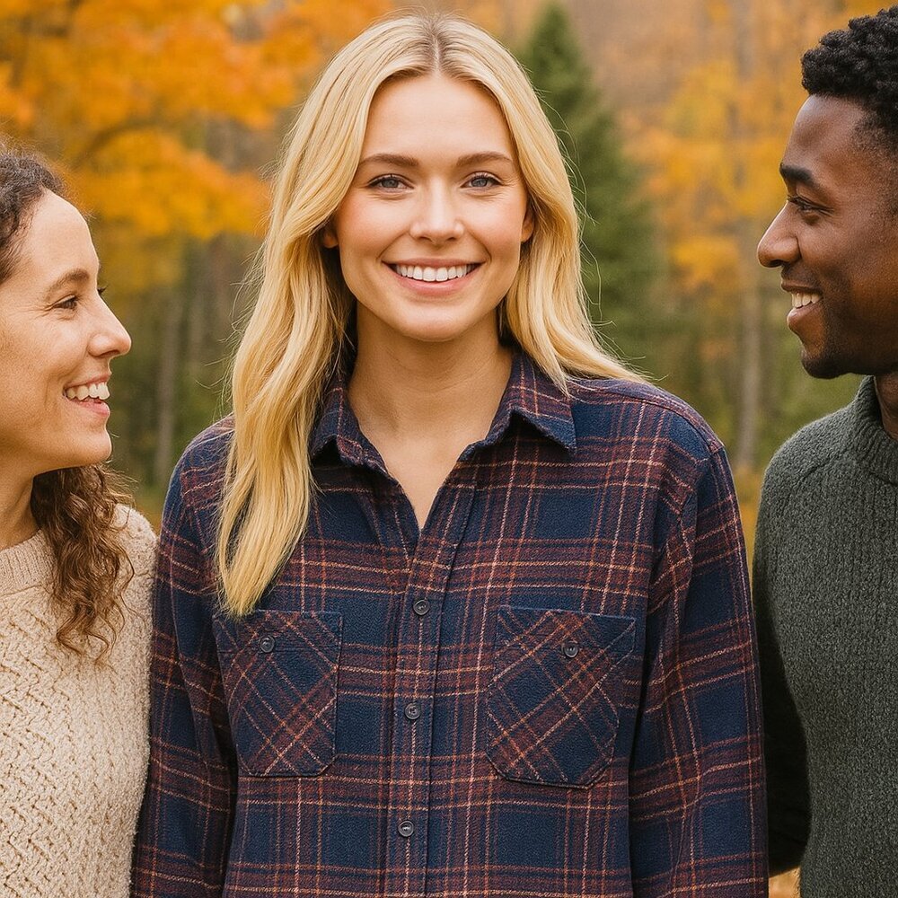 St. John's Bay Navy and Red Plaid Button Down Shirt
